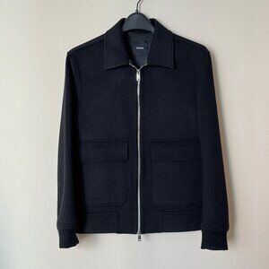 Theory Sean Jacket in Double-Face Wool-Cashmere Black Sz S